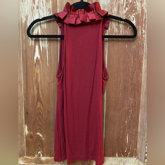 Limited brand Maroon Pleated Satin Collar Top - Picture 3 of 4